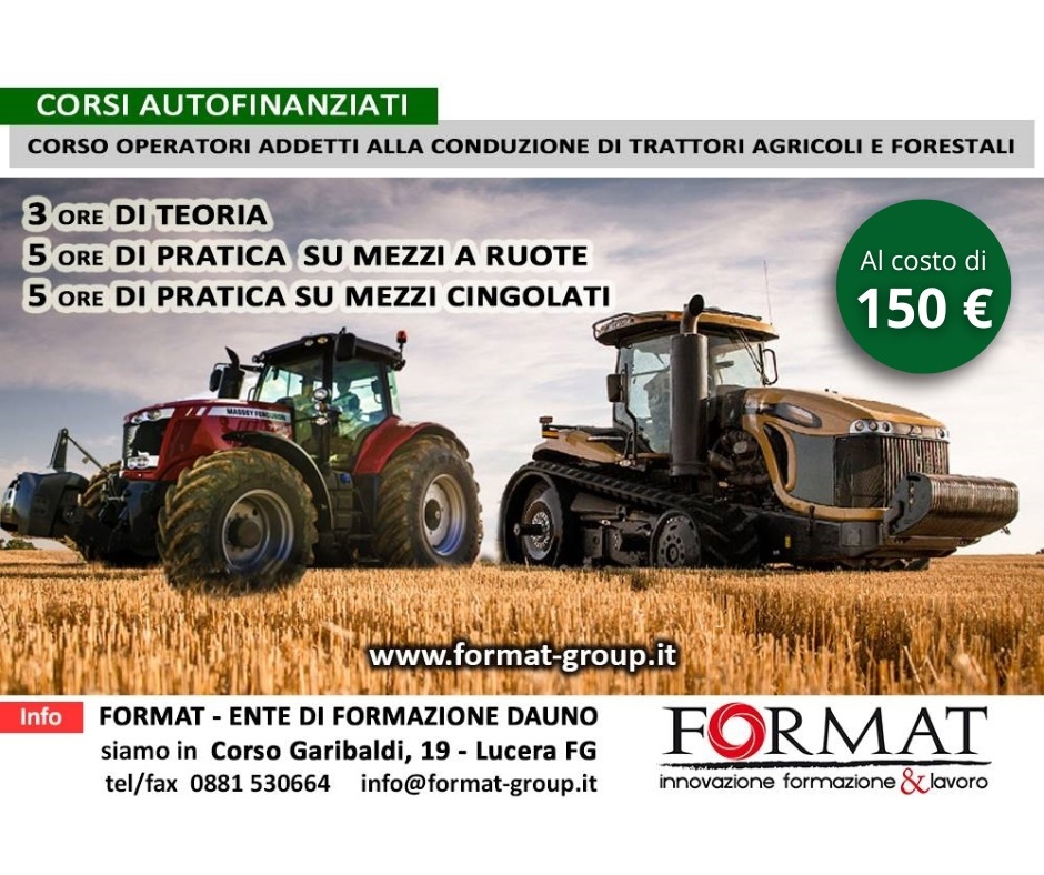 CORSO OPERATORI ADDETTI ALLA CONDUZIONE DI TRATTORI AGRICOLI E FORESTALI