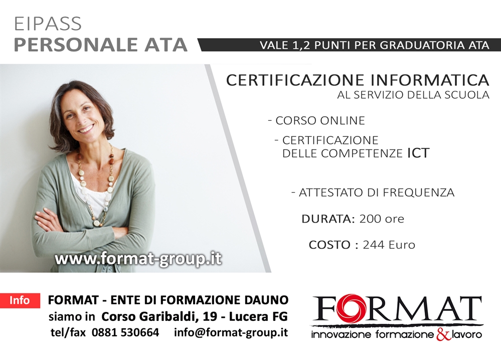 Corso online EIPASS Personale ATA - 200 ore